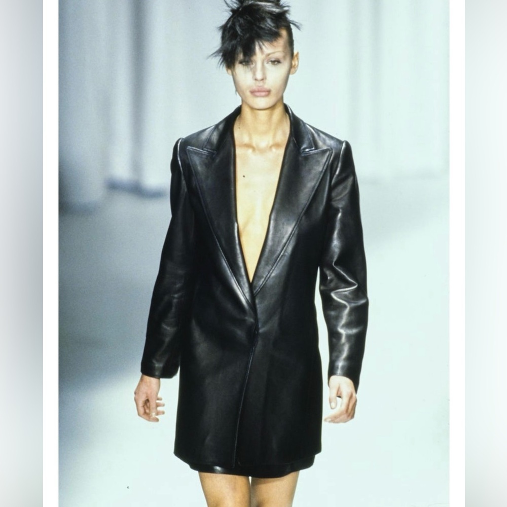 Vintage Gianni Versace black lambskin leather blazer jacket, fw 1997 - RARE!